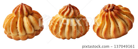 Set of Maamoul traditional sesame covered pastry, cookies powdered with sugar on white background. Concept of baked dessert food Set of Maamoul traditional sesame covered pastry, cookies powdered with sugar on white background. Concept of baked dessert food 137049161
