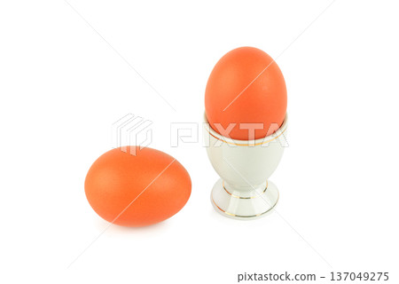 Hard Boiled Eggs in Porcelain Holder Still Life 137049275