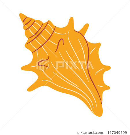Bright orange conch seashell in flat style isolated 137049599