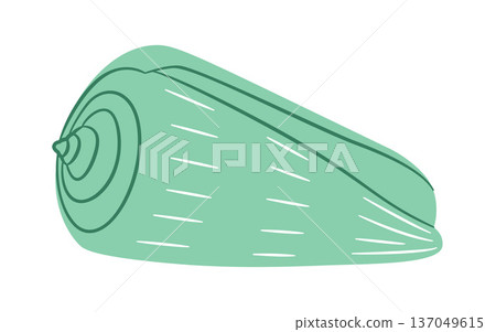 Green cone seashell, flat style isolated. 137049615