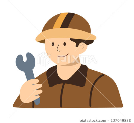 Engineer with supply tool. Electricity engineer, who can fix problems during blackout. Engineer with supply tool. Electricity engineer, who can fix problems during blackout. 137049888