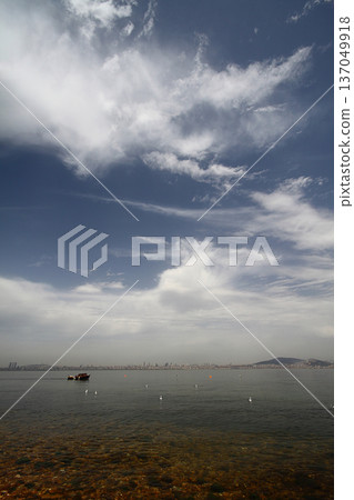 view of istanbul. sea, clouds and city. 137049918