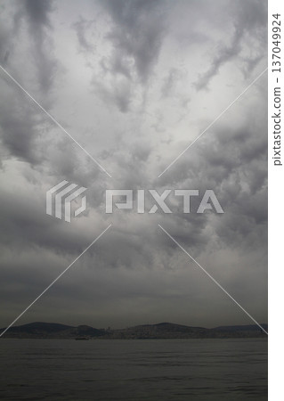 view of istanbul. sea, clouds and city. view of istanbul. sea, clouds and city. 137049924