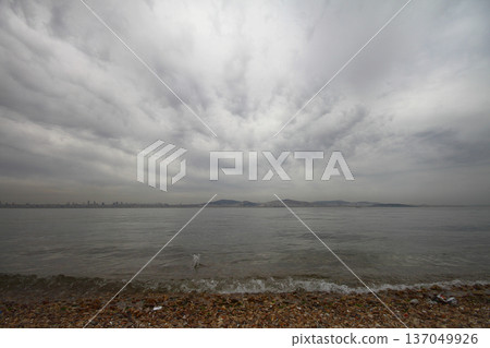view of istanbul. sea, clouds and city. view of istanbul. sea, clouds and city. 137049926