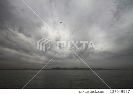 view of istanbul. sea, clouds and city. view of istanbul. sea, clouds and city. 137049927