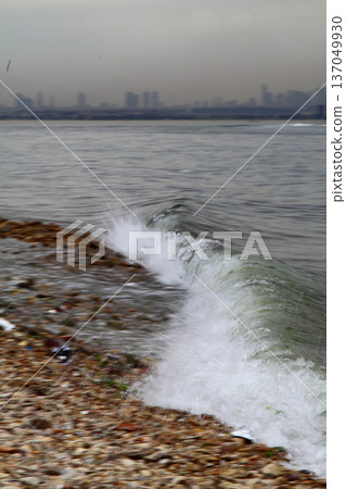 view of istanbul. close up sea. view of istanbul. close up sea. 137049930