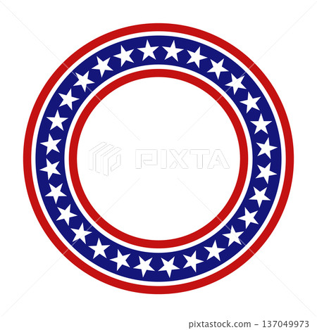 USA flag patriotic round frame with stars for independence day. 137049973