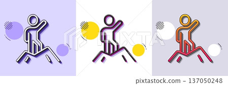Leadership line icon. Halftone dotted pattern. Gradient icon with grain shadow. Person raised his hand sign. Business skill symbol. Line leadership icon. Various designs. Vector Leadership line icon. Halftone dotted pattern. Gradient icon with grain shadow. Person raised his hand sign. Business skill symbol. Line leadership icon. Various designs. Vector 137050248