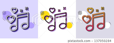 Love music line icon. Halftone dotted pattern. Gradient icon with grain shadow. Romantic musical note sign. Couple relationships symbol. Line love music icon. Various designs. Vector Love music line icon. Halftone dotted pattern. Gradient icon with grain shadow. Romantic musical note sign. Couple relationships symbol. Line love music icon. Various designs. Vector 137050284