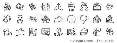 Washing hands, Empower and Pay money line icons pack. Share, Message, Paper plane icons. Stress, Teamwork, Like web icon. Weariness, Heart, Food delivery pictogram. Vector Washing hands, Empower and Pay money line icons pack. Share, Message, Paper plane icons. Stress, Teamwork, Like web icon. Weariness, Heart, Food delivery pictogram. Vector 137050340