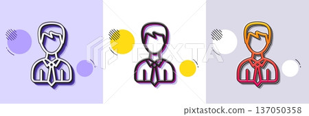 Male User line icon. Halftone dotted pattern. Gradient icon with grain shadow. Profile Avatar sign. Businessman Person silhouette symbol. Line businessman icon. Various designs. Vector Male User line icon. Halftone dotted pattern. Gradient icon with grain shadow. Profile Avatar sign. Businessman Person silhouette symbol. Line businessman icon. Various designs. Vector 137050358