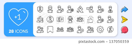 User people line icons. Interest rate, AI generate, Inflation icons. Male and Female Profile, Group and Support icons. ID card, Teamwork people and Businessman symbols. Vector User people line icons. Interest rate, AI generate, Inflation icons. Male and Female Profile, Group and Support icons. ID card, Teamwork people and Businessman symbols. Vector 137050359