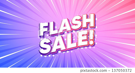 Flash sale sun rays gradient banner. Light burst background. Flash Sale tag. Special offer price sign. Advertising Discounts symbol. Gradient sun rays. Sunburst light. Vector 137050372