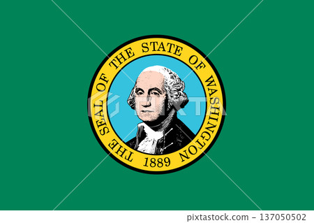 Washington state flag 3-2 ratio. Part of The United States of America. Clean design for print, web, or educational use. Vector illustration. Washington state flag 3-2 ratio. Part of The United States of America. Clean design for print, web, or educational use. Vector illustration. 137050502
