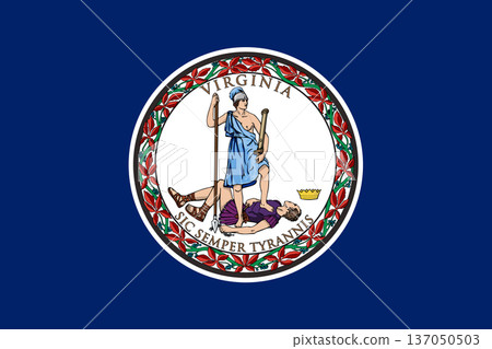 Virginia state flag 3-2 ratio. Part of The United States of America. Clean design for print, web, or educational use. Vector illustration. 137050503