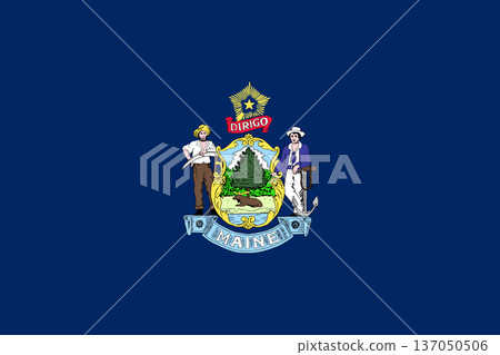Maine state flag 3-2 ratio. Part of The United States of America. Clean design for print, web, or educational use. Vector illustration. 137050506