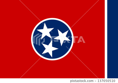 Tennessee state flag 3-2 ratio. Part of The United States of America. Clean design for print, web, or educational use. Vector illustration. 137050510