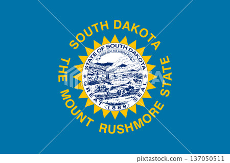 South Dakota state flag 3-2 ratio. Part of The United States of America. Clean design for print, web, or educational use. Vector illustration. 137050511