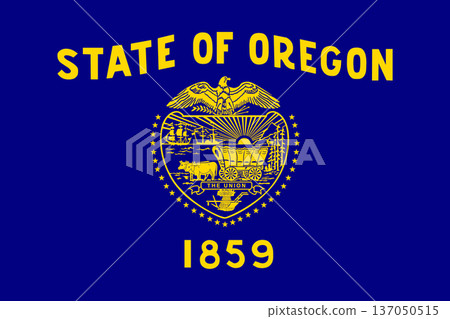Oregon state flag 3-2 ratio. Part of The United States of America. Clean design for print, web, or educational use. Vector illustration. 137050515