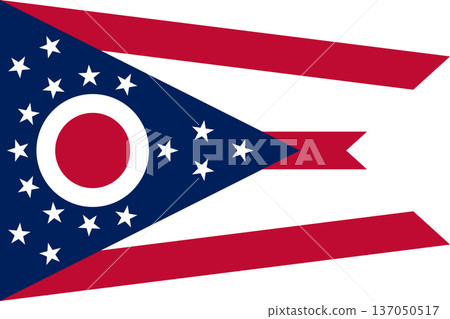 Ohio state flag 3-2 ratio. Part of The United States of America. Clean design for print, web, or educational use. Vector illustration. 137050517