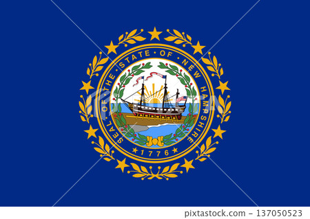 New Hampshire state flag 3-2 ratio. Part of The United States of America. Clean design for print, web, or educational use. Vector illustration. New Hampshire state flag 3-2 ratio. Part of The United States of America. Clean design for print, web, or educational use. Vector illustration. 137050523