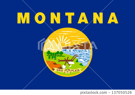 Montana state flag 3-2 ratio. Part of The United States of America. Clean design for print, web, or educational use. Vector illustration. Montana state flag 3-2 ratio. Part of The United States of America. Clean design for print, web, or educational use. Vector illustration. 137050526