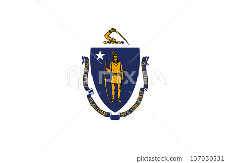 Massachusetts state flag 3-2 ratio. Part of The United States of America. Clean design for print, web, or educational use. Vector illustration. Massachusetts state flag 3-2 ratio. Part of The United States of America. Clean design for print, web, or educational use. Vector illustration. 137050531