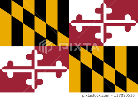 Maryland state flag 3-2 ratio. Part of The United States of America. Clean design for print, web, or educational use. Vector illustration. Maryland state flag 3-2 ratio. Part of The United States of America. Clean design for print, web, or educational use. Vector illustration. 137050536
