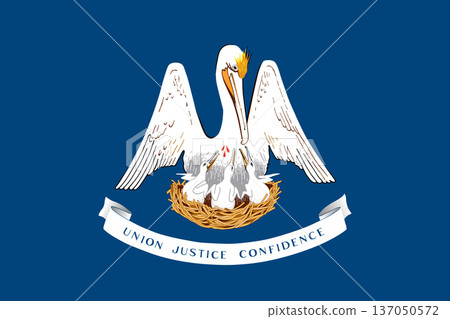 Louisiana state flag 3-2 ratio. Part of The United States of America. Clean design for print, web, or educational use. Vector illustration. 137050572