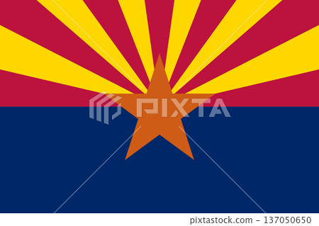 Arizona state flag 3-2 ratio. Part of The United States of America. Clean design for print, web, or educational use. Vector illustration. 137050650