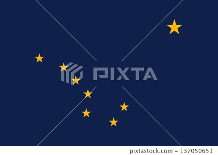 Alaska state flag 3-2 ratio. Part of The United States of America. Clean design for print, web, or educational use. Vector illustration. 137050651