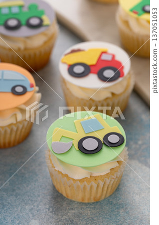 Cupcakes for a boy birthday or a baby shower with trucks and transport theme Cupcakes for a boy birthday or a baby shower with trucks and transport theme 137051053