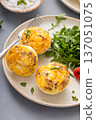 Egg bites with bacon and cheddar cheese, healthy breakfast meal prep idea 137051075