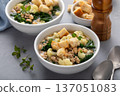 Healthy bean and turkey soup or stew with kale and cauliflower 137051083