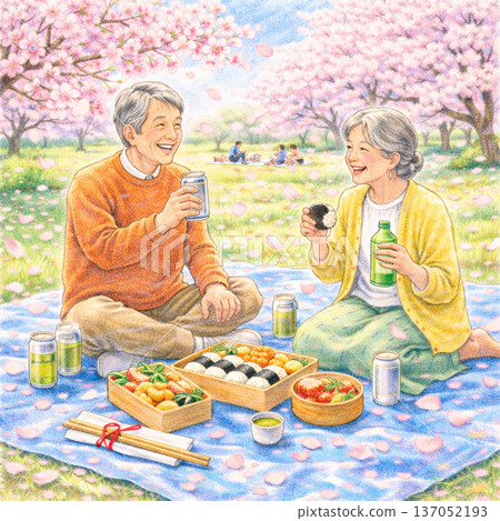 看櫻花的資深夫婦 137052193