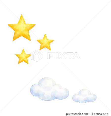 水彩風格星雲插畫，夜空奇幻剪紙PNG格式 137052833