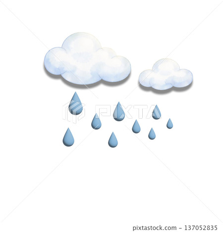 Watercolor style rain cloud and raindrop illustration weather material cutout PNG 137052835