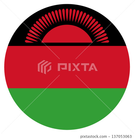 Round flag of Malawi isolated in circle shape. 137053063