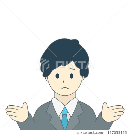 A businessman explaining with a troubled face (front illustration material) A businessman explaining with a troubled face (front illustration material) 137053153