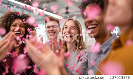 花朵簇擁，友誼與慶祝的美好時刻 137053876