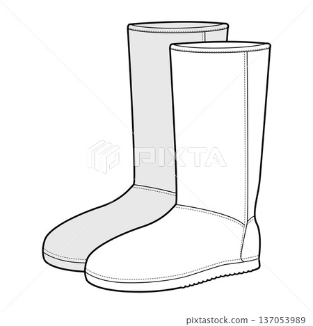 Tall winter boot women sketch pair. Fleece lined straight shaft boot for deep winter city outfit and outdoor walk. Tall winter boot women sketch pair. Fleece lined straight shaft boot for deep winter city outfit and outdoor walk. 137053989