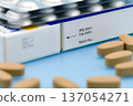 Manufacturing date and expiry date on some pharmaceutical packaging. 137054271