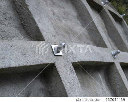 Landslide site constructed using shotcrete frame construction 137054439