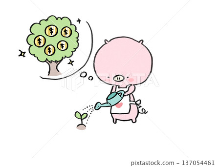 一個豬的角色,負責澆水並精心照顧搖錢樹(投資/儲蓄)。 一個豬的角色,負責澆水並精心照顧搖錢樹(投資/儲蓄)。 137054461