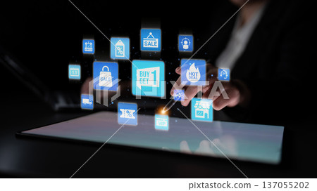 Sale and promotion icons for marketing and e-commerce business Entice Sale and promotion icons for marketing and e-commerce business Entice 137055202