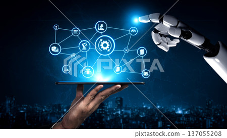 AI assisted predictive maintenance and industrial automation icons Entice 137055208