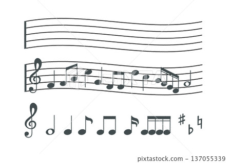 簡易五線譜和音符 137055339