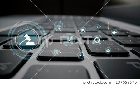 Digital law interface displaying justice scale, highlighting digital law Muxer Digital law interface displaying justice scale, highlighting digital law Muxer 137055579