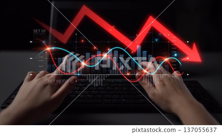 Economic Crisis with Financial Downtrend Arrow and Volatile Market Graph Muxer Economic Crisis with Financial Downtrend Arrow and Volatile Market Graph Muxer 137055637