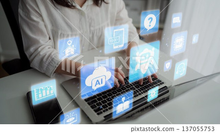 AI Artificial Intelligence Virtual Assistant for Smart Business Funnel AI Artificial Intelligence Virtual Assistant for Smart Business Funnel 137055753